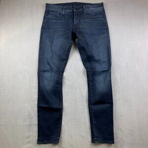 G Star Raw Mens Pants 34 Blue Jeans 3301 Deconstructed Skinny Dark Wash 34x32
